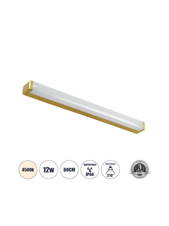 GloboStar Renata Modern Lamp Bathroom with Integrated LED and Natural White Light Gold 60x5.5cm