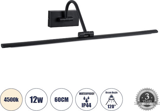 GloboStar Mira Modern Leuchte Badezimmer mit Integrierter LED und Neutralweißes Licht Schwarz 60x13cm