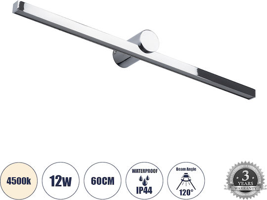 GloboStar Rosa Modern Lamp Bathroom with Integrated LED and Natural White Light Silver 15x7cm