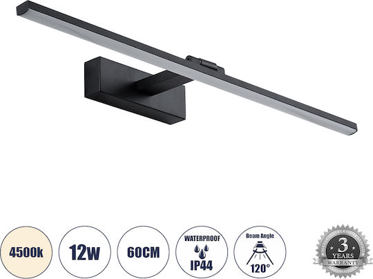 GloboStar Ellis Modern Lamp Bathroom with Integrated LED and Natural White Light Black 60x6cm