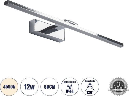 GloboStar Ellis Modern Leuchte Badezimmer mit Integrierter LED und Neutralweißes Licht Silber 60x6cm