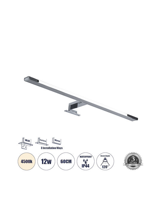 GloboStar Nina Modern Lamp Bathroom with Integrated LED and Natural White Light Silver 60x4cm