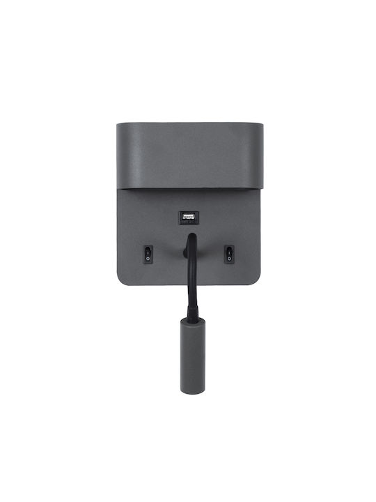 GloboStar Ibis Modern Lamp Wall with Integrated LED and Natural White Light Gray 10x18cm