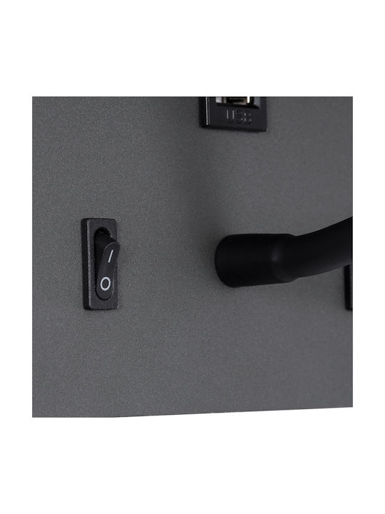 GloboStar Ibis Modern Lamp Wall with Integrated LED and Natural White Light Gray 10x18cm