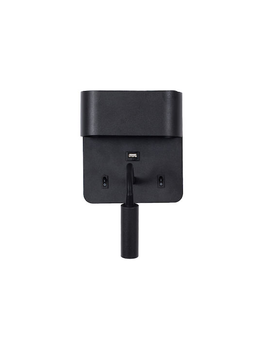 GloboStar Ibis Modern Lamp Wall with Integrated LED and Natural White Light Black 10x18cm