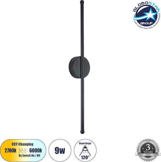 GloboStar Diadem Modern Leuchte Wand mit Integrierter LED und Einstellbares Weißes Licht Schwarz 60x4x60cm