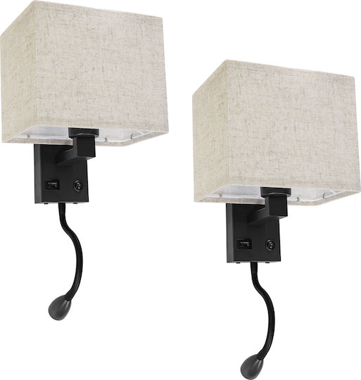 GloboStar Roulette-S Modern Wall Lamp with E27 Lamp Bulb Base with USB Port Black 17x37x37cm