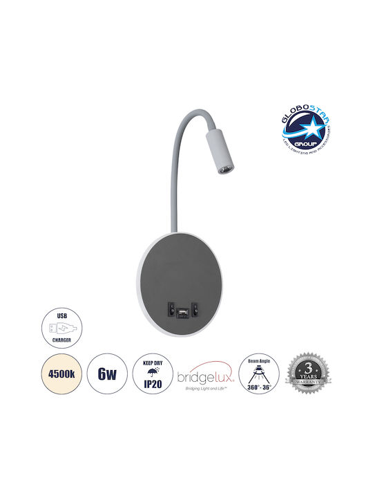 GloboStar Goose Modern Lamp Wall with Integrated LED and Natural White Light Gray 15.5x30.5cm