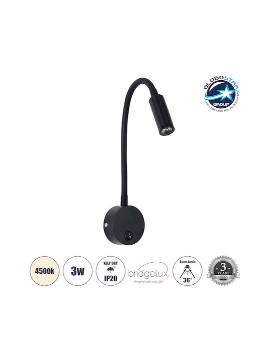 GloboStar Goose Μονό LED Φυσικό Λευκό Σποτ σε Μαύρο Χρώμα