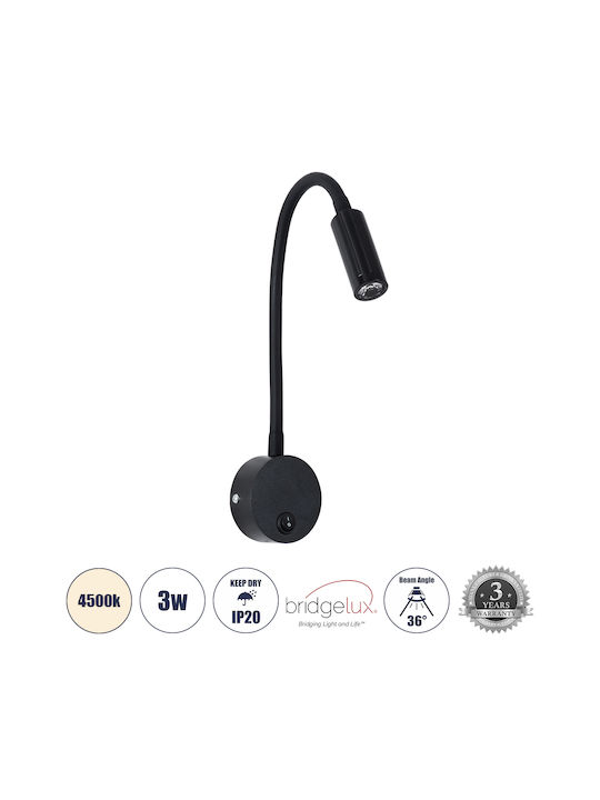 GloboStar Goose Μονό LED Φυσικό Λευκό Σποτ σε Μαύρο Χρώμα