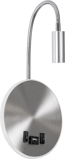 GloboStar Goose Modern Lumină de Perete cu LED Integrat și Lumină Alb Natural Argintiu 15.5x30.5cm
