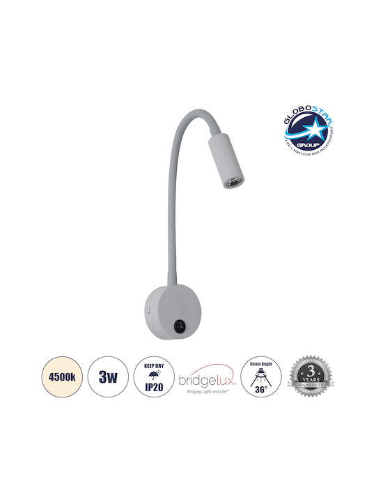GloboStar Goose Единично LED Неутрално бяло Спот в Сив Цвят