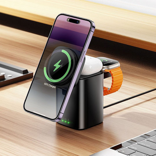 Hoco Ασύρματος Φορτιστής (Qi Pad) 15W Power Delivery Μαύρος (CQ20 Clever)