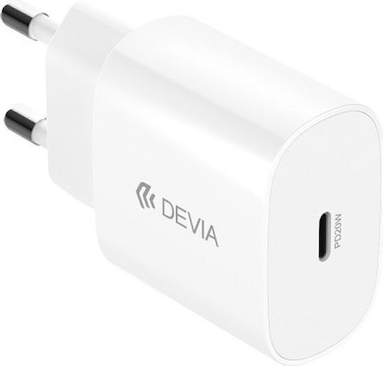 Devia Charger GaN with USB-C Port and Cable USB-C - Lightning 20W Power Delivery Whites (Rocket)