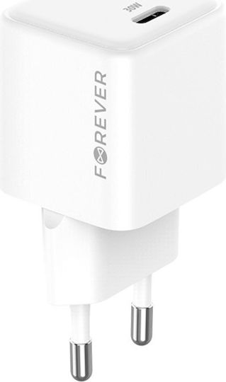 Forever Charger Without Cable GaN with USB-C Port 30W Power Delivery Whites (TC-08-30C)