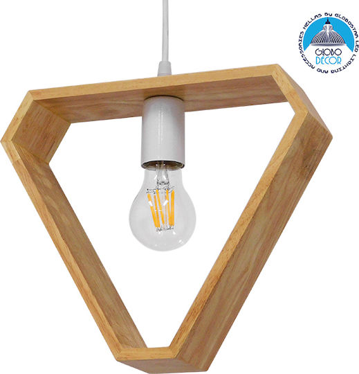 GloboStar Elise Triangle Κρεμαστό Φωτιστικό Μπεζ με Ντουί E27 29x8x28εκ.