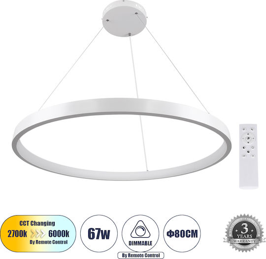 GloboStar Nemesis Κρεμαστό Φωτιστικό Λευκό LED 86x86εκ.