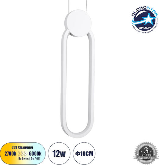 GloboStar Ildi Ceiling Light White LED with Adjustable White Light 10x38x38cm