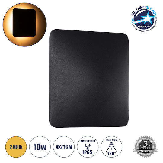 GloboStar Helio-S Wall-Mounted Outdoor Lighting Ceiling Lamp LED IP65 10W with Warm White Light 21x5x21cm