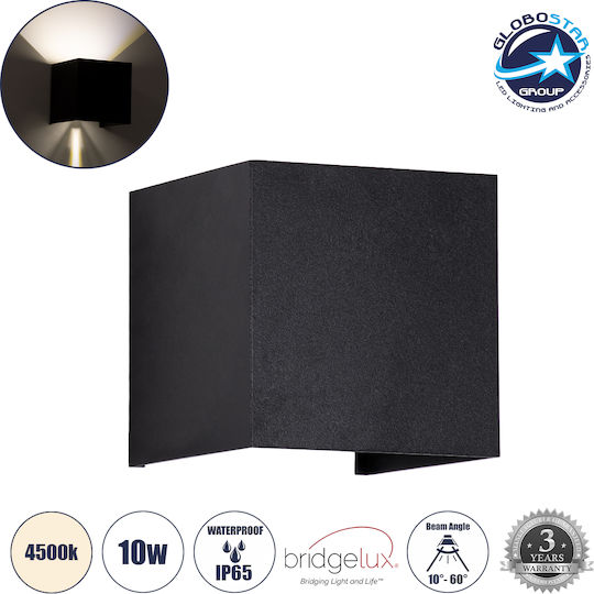 GloboStar Axis-S Επιτοίχια Εξωτερική Πλαφονιέρα LED IP65 10W με Φυσικό Λευκό Φως Διπλής Δέσμης 10x10x10εκ.