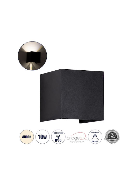 GloboStar Axis-S Επιτοίχια Εξωτερική Πλαφονιέρα LED IP65 10W με Φυσικό Λευκό Φως Διπλής Δέσμης 10x10x10εκ.