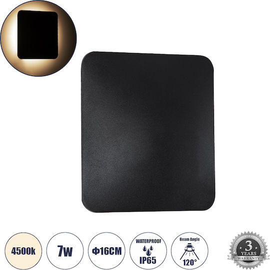 GloboStar Helio-S Επιτοίχια Εξωτερική Πλαφονιέρα LED IP65 7W με Φυσικό Λευκό Φως 16x5x16εκ.