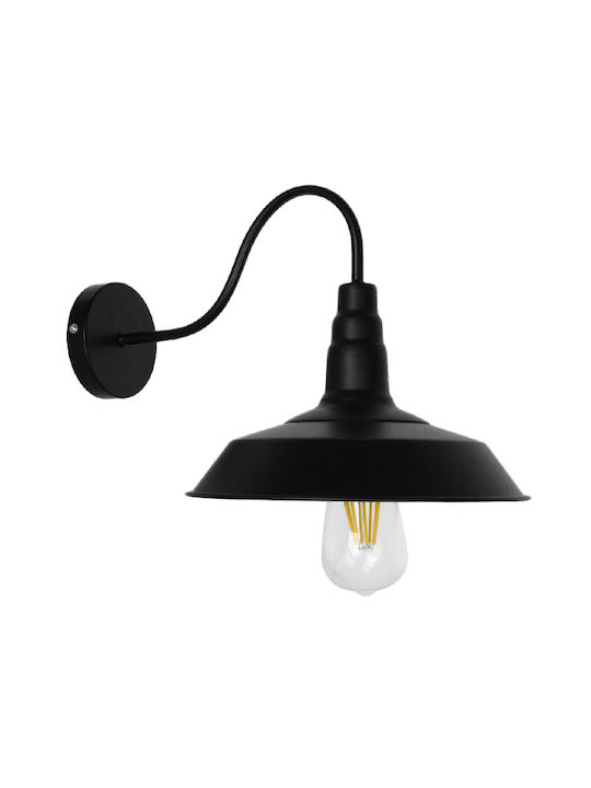 GloboStar Industrial Industrial Wall Lamp with E27 Lamp Bulb Base Black 26x32cm