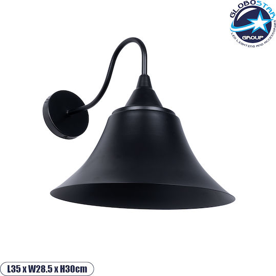 GloboStar Industrial Wall Lamp with E27 Socket Black 30x30cm