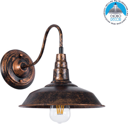 GloboStar Iron Rust Industrial Wall Lamp with E27 Socket Brown 26x32cm