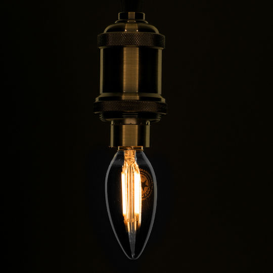 GloboStar Edison Retro LED-Lampe 4W 98mm für Fassung E14 und Form C35 Warmes Weiß 400lm Dimmbar