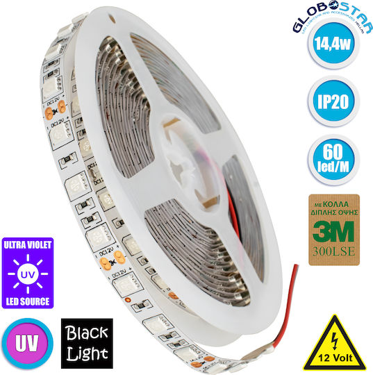 GloboStar Bandă LED 12V Violet Lumină 5m Tip SMD5050