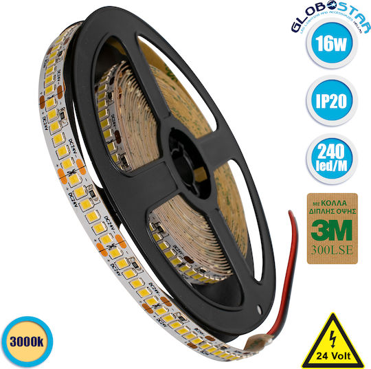 GloboStar Ταινία LED 24V Θερμό Λευκό Φως 5m Τύπου SMD2835