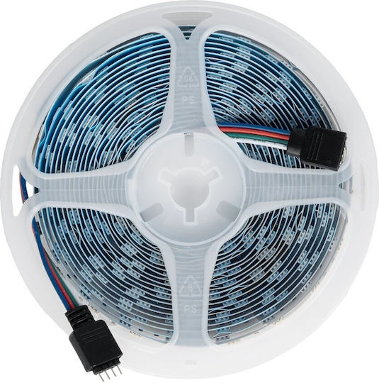 GloboStar Αδιάβροχη Ταινία LED 12V RGB Φως 5m Τύπου SMD5050 με Τροφοδοτικό & Τηλεχειριστήριο