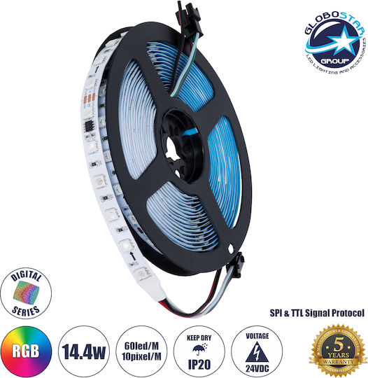 GloboStar Ταινία LED 24V RGB Φως 5m Τύπου SMD5050