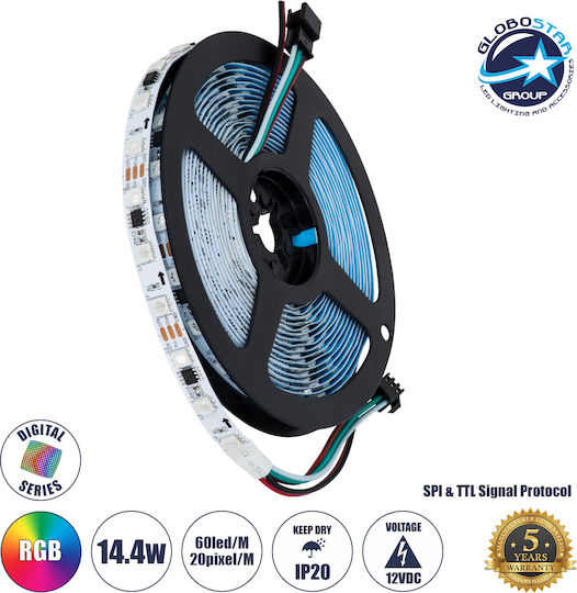 GloboStar LED-Streifen 12V RGB Licht 5m Typ SMD5050
