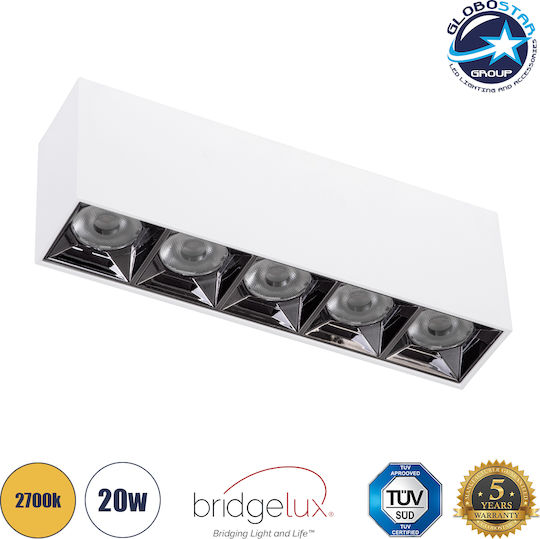 GloboStar Luminar Superior Σποτ με 5 Φώτα και με Ντουί GU10 σε Λευκό Χρώμα