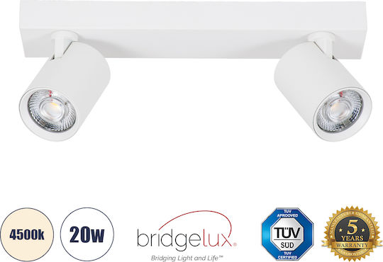 GloboStar Leonardo Dublu LED Alb Natural Spot în Culoare Alb