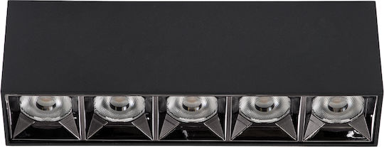 GloboStar Luminar Superior LED Θερμό Λευκό Σποτ με 5 Φώτα σε Μαύρο Χρώμα