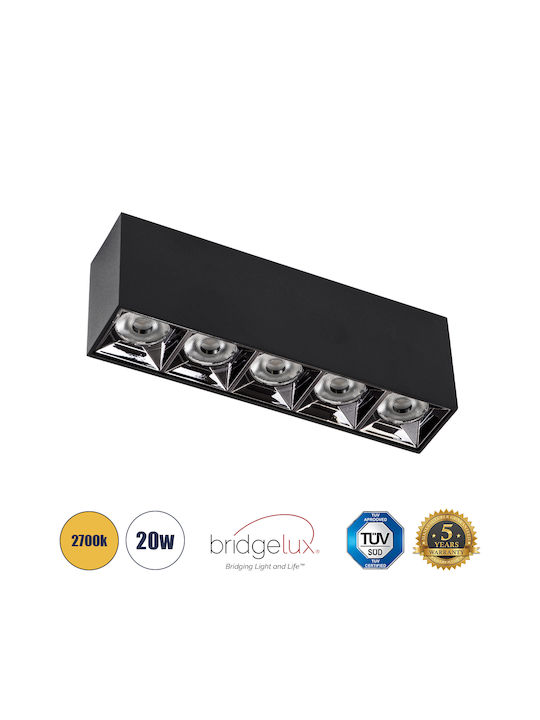 GloboStar Luminar Superior LED Alb Cald Spot cu 5 Lumini în Culoare Negru