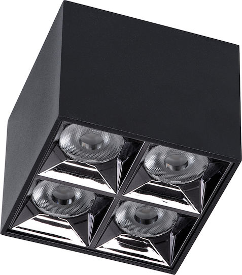 GloboStar Luminar Superior LED Неутрално бяло Спот с 4 Светлини в Черен Цвят