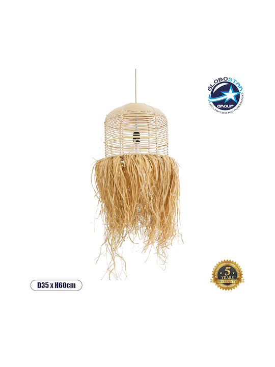 GloboStar Basseterre Deckenleuchte Beiges Boho Raster mit Lampenbirnensockel E27 35x35x60cm
