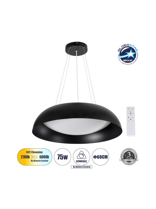 GloboStar Anatolia Lumină Suspendată Neagră LED cu Lumină Bianco Reglabilă 66.5x66.2x12.5cm