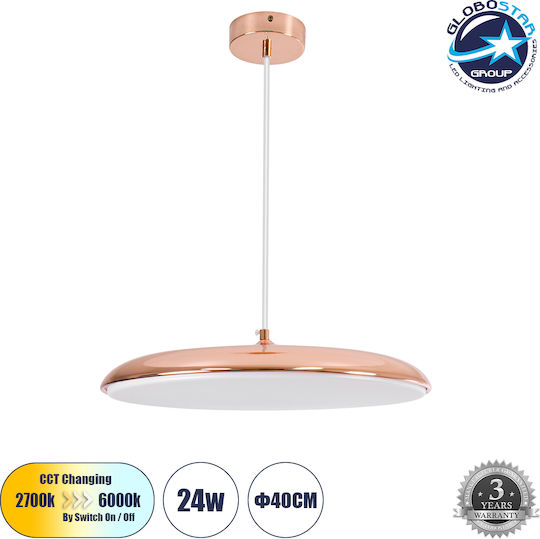 GloboStar Baron Ceiling Light Copper LED with Adjustable Warm to Cool White Light Bell 40x40cm
