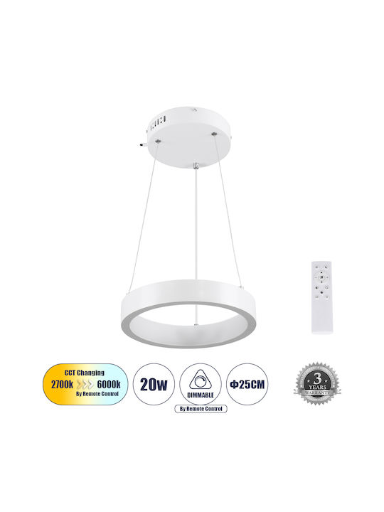 GloboStar Nemesis Pendant Light White 31x31cm