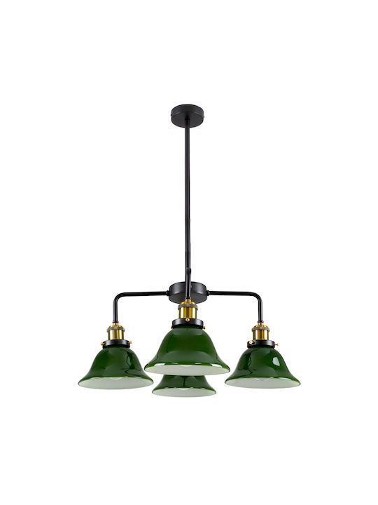 GloboStar Nostalgia Pendant Light Green Bell for 4 Bulbs E27 56x43x90cm
