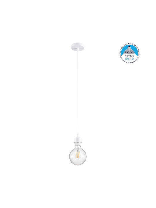 GloboStar Hanna Pendant Light White with Rope for Socket E27 5x18x110cm