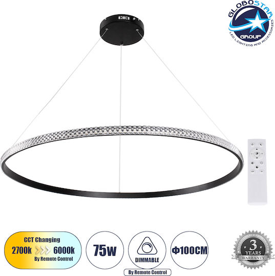 GloboStar Diamond Pendant Light Black 106x106cm