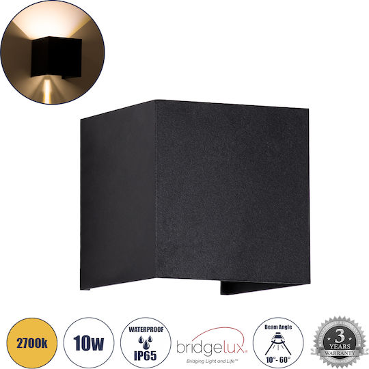 GloboStar Axis-S Επιτοίχια Εξωτερική Πλαφονιέρα LED IP65 10W με Θερμό Λευκό Φως Διπλής Δέσμης 10x10x10εκ.