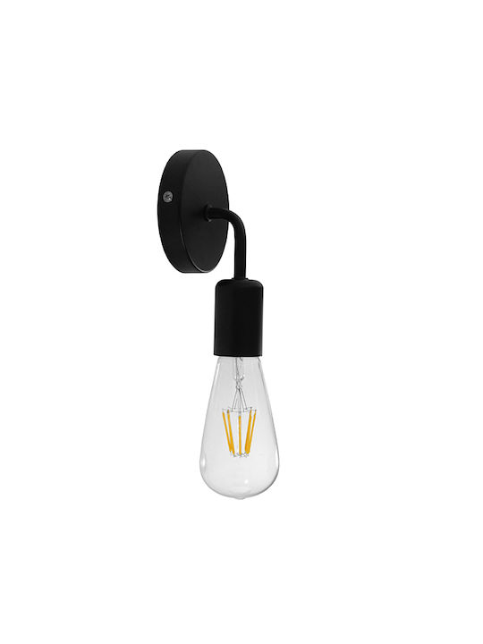 GloboStar Don Vintage Wall Lamp with E27 Lamp Bulb Base Black 7x16x16cm