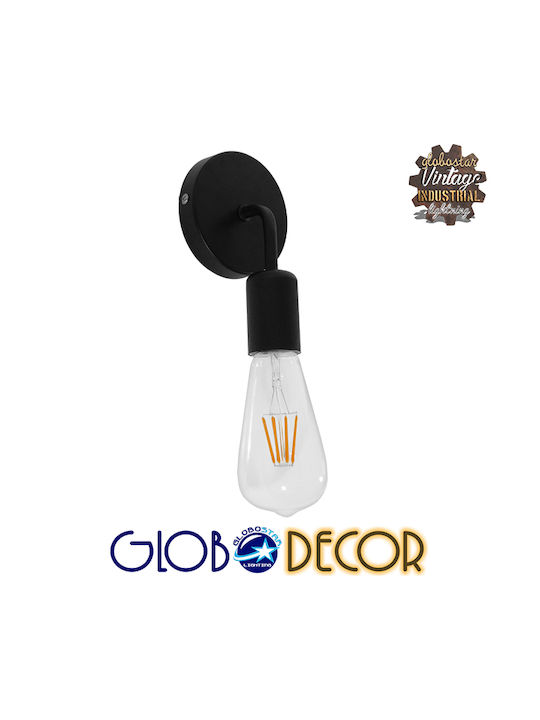 GloboStar Don Vintage Wall Lamp with E27 Lamp Bulb Base Black 7x16x16cm